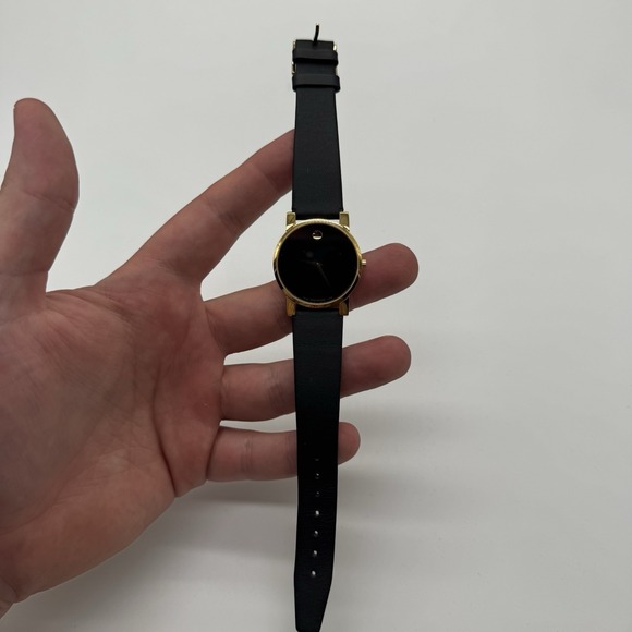 Movado Accessories - Movado Museum Classic Women's Watch Black Dial Gold Leather Band